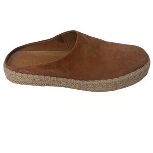 VINCE "Ulla" Brown Suede Espadrille Slip On Mules Jute Braided Platform Soles 9M